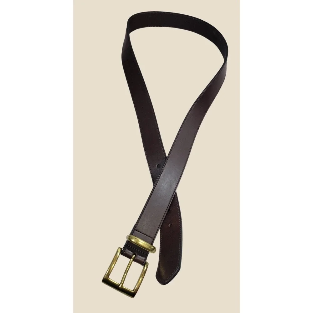 Unbranded Leather Belt Classic Professional Minimalist Dress Dark Brown Size 44